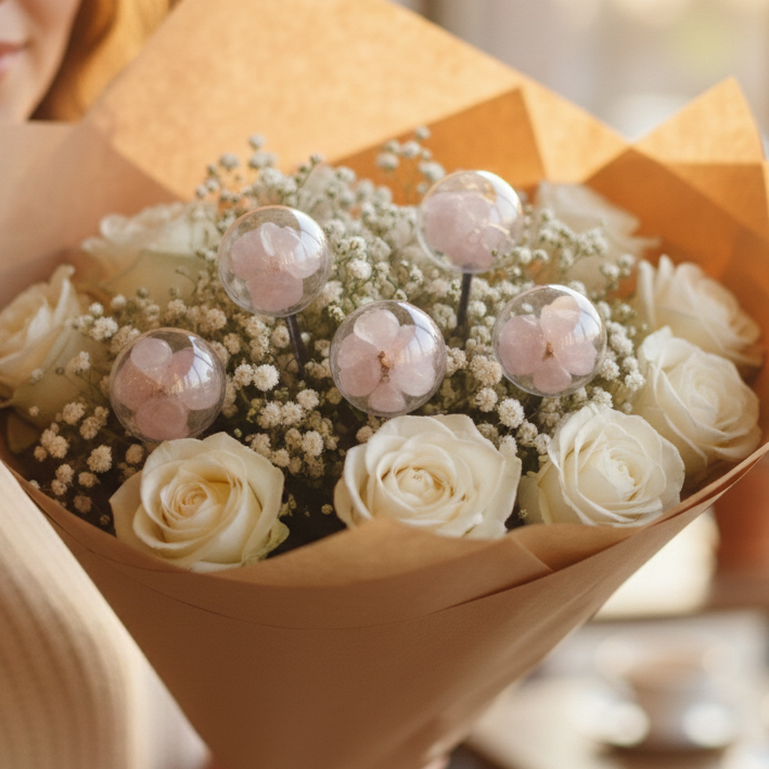 Rose & Rose Quartz Bouquet