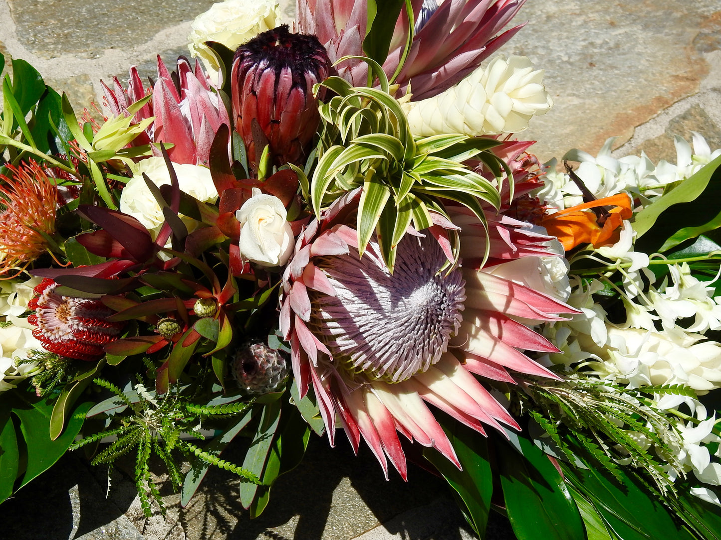 Tropical Sympathy Sprays & Headstone Arrangements