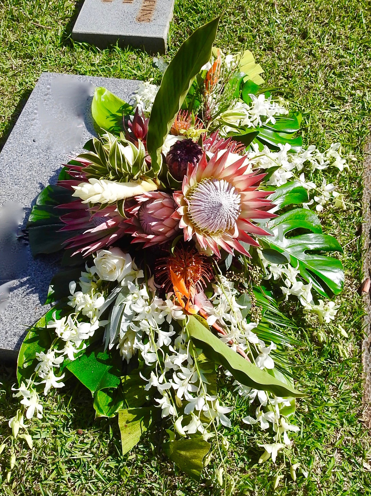 Tropical Sympathy Sprays & Headstone Arrangements