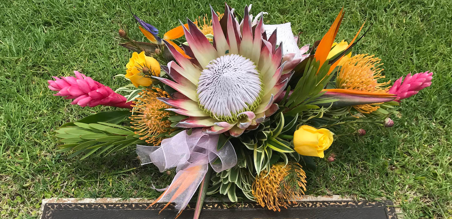Tropical Sympathy Sprays & Headstone Arrangements