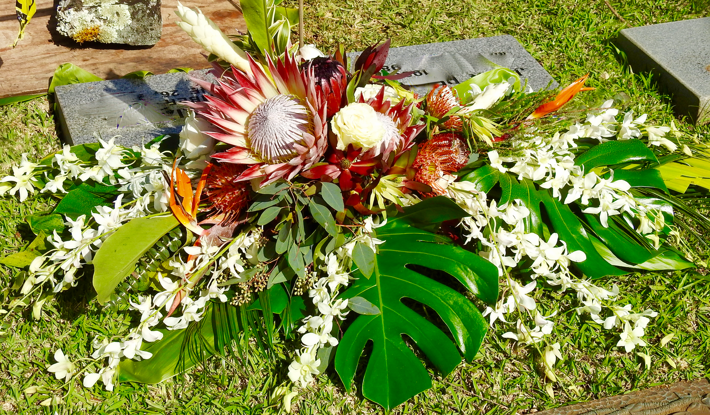 Tropical Sympathy Sprays & Headstone Arrangements