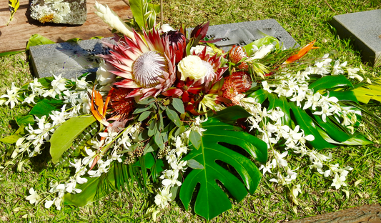 Tropical Sympathy Sprays & Headstone Arrangements