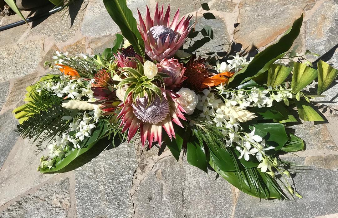 Tropical Sympathy Sprays & Headstone Arrangements